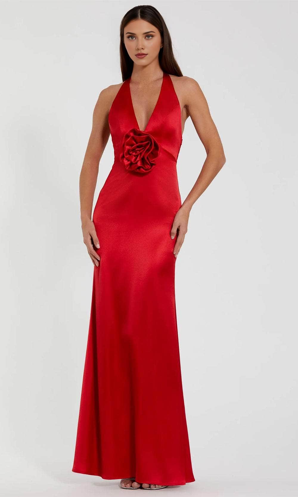 Formal Women's Dresses/ Plunging V-Neck Halter 3D Flower Backless Sleeveless Sheath Evening Dress Prom Dress/ Dress For Formal